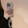 Нишевый металлический серебристый чехол для телефона Apple 15 с цепочкой Iphone14 Гальванизированная подставка 11 Совместим с 16pro Wave 13