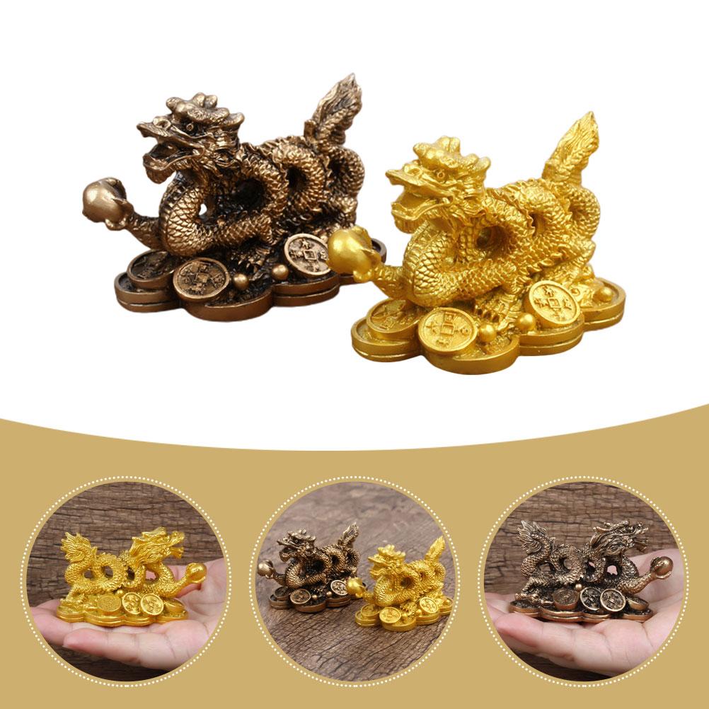 2 шт. украшения деньги дракон статуя офис китайские древние монеты смола искусство
