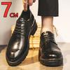 Модные Премиальные Мужские Классические Туфли-Элеваторы из Коровьей Кожи Невидимая Стелька 7 см Повышающие Рост Удобные Кожаные Туфли для Деловой Повседневной Носки