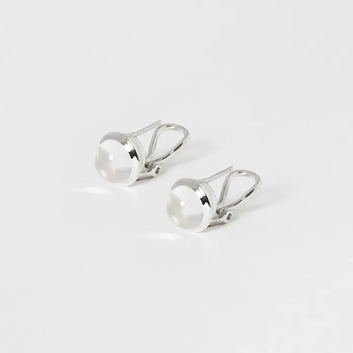 white quartz clip earrings