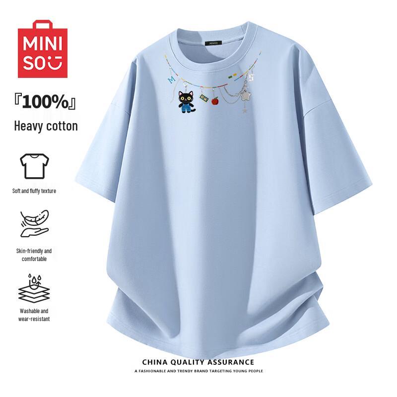 MINISO Мужская летняя хлопковая футболка с принтом