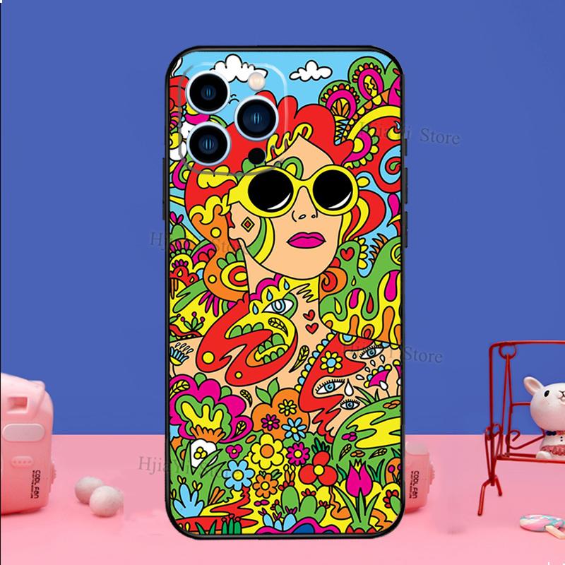 Хиппи Хиппи Психоделический Арт Чехол Для iPhone 16 15 13 11 14 Pro Max 12 Mini Plus XR X XS Max Силиконовый Чехол Для Телефона