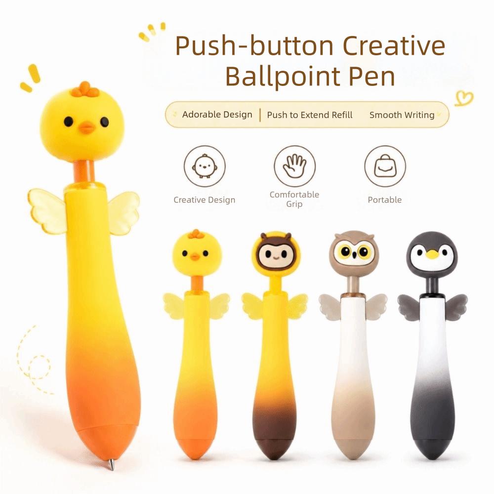 Black Ink Retractable Ballpoint Pens 0.5mm Fine Point Writing Pens Kawaii Fun Pens Students