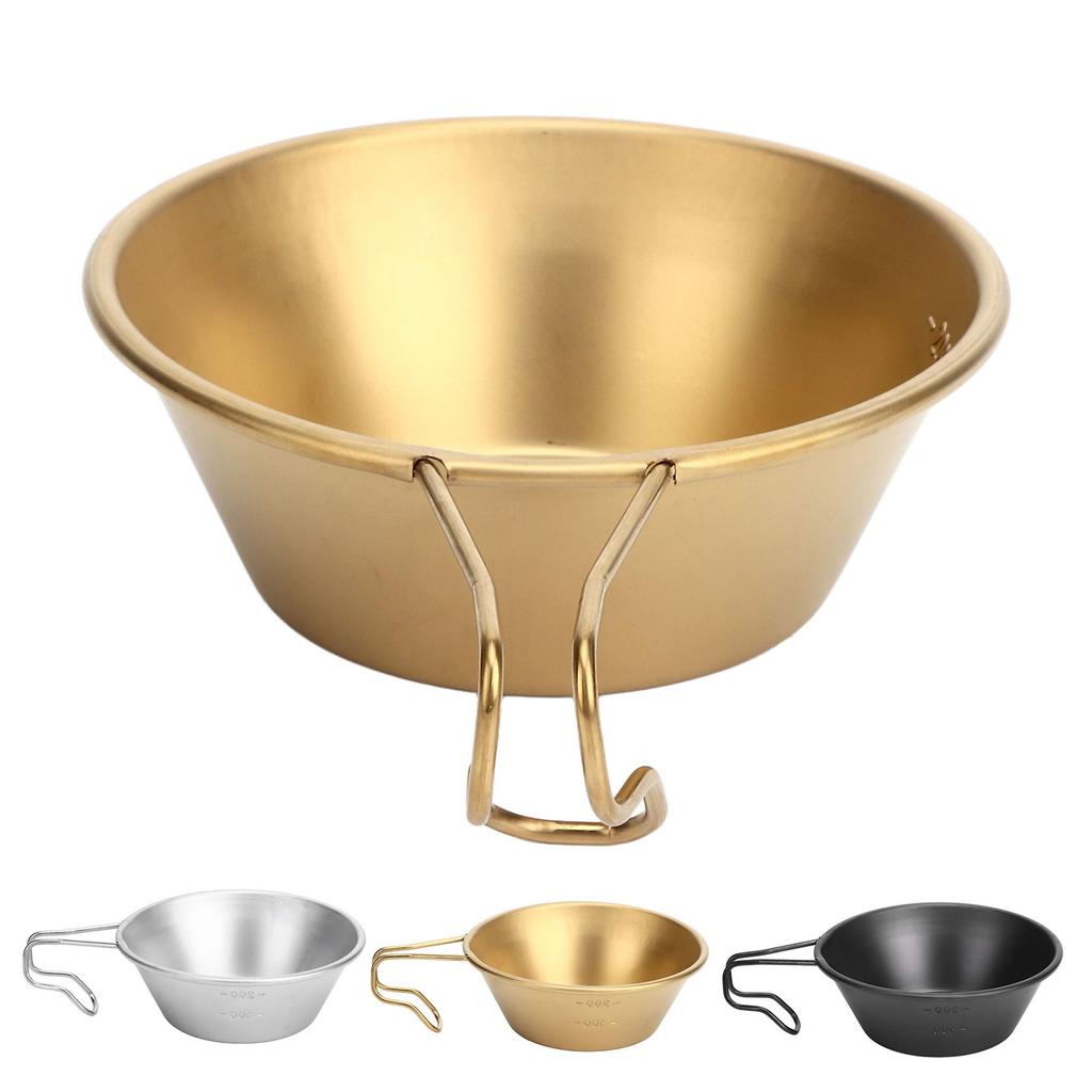 Camping Cup Backpacking Bowl Cup Stainless Steel with Hook Shape Handle for Outdoor Travel Picnic
