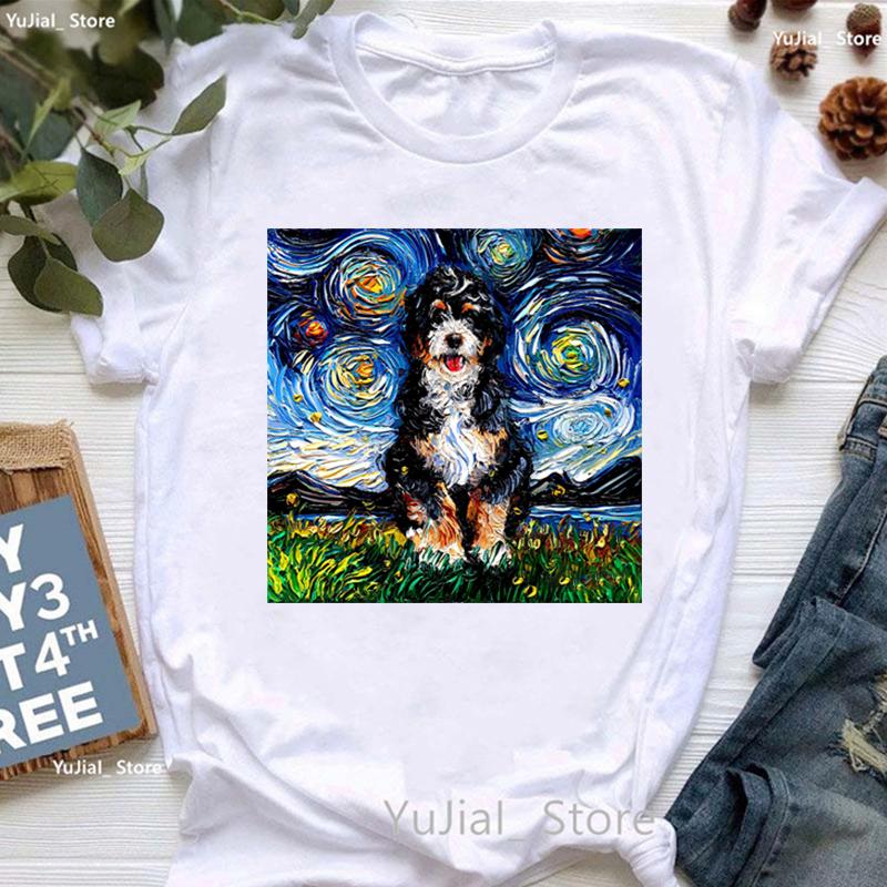Vintage T Shirt Girls Starry Sky Chihuahua Bulldogaussieyorkshire Terriercatrabbit Print T Shirt Unisex Aesthetic Clothes