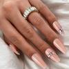 Women Press On Nails Medium Fake Nails With Designs Nude Stick On Acrylic Nails Glossy Full Cover False Nails