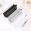 Simple Transparent Mesh Pencil Case Thickened Large Capacity Portable For Students Exam Bag Storage Pouch Stationery Supplies