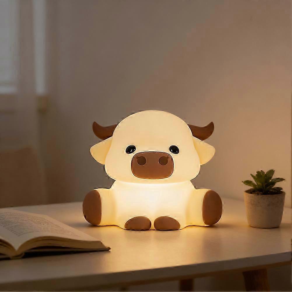 Highland-Cow Silicone Squishys LED Night Light Soft Silicone LED Touch Lamp for Kids for Breastfeeding Sleeping!ZZ51 less