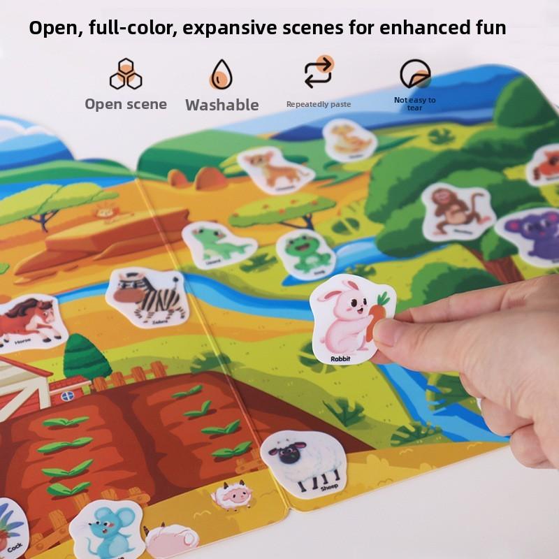 Early Learning Sticker Book For Kids With Animal And Fruit Scenes For Focus And Cognitive Skills