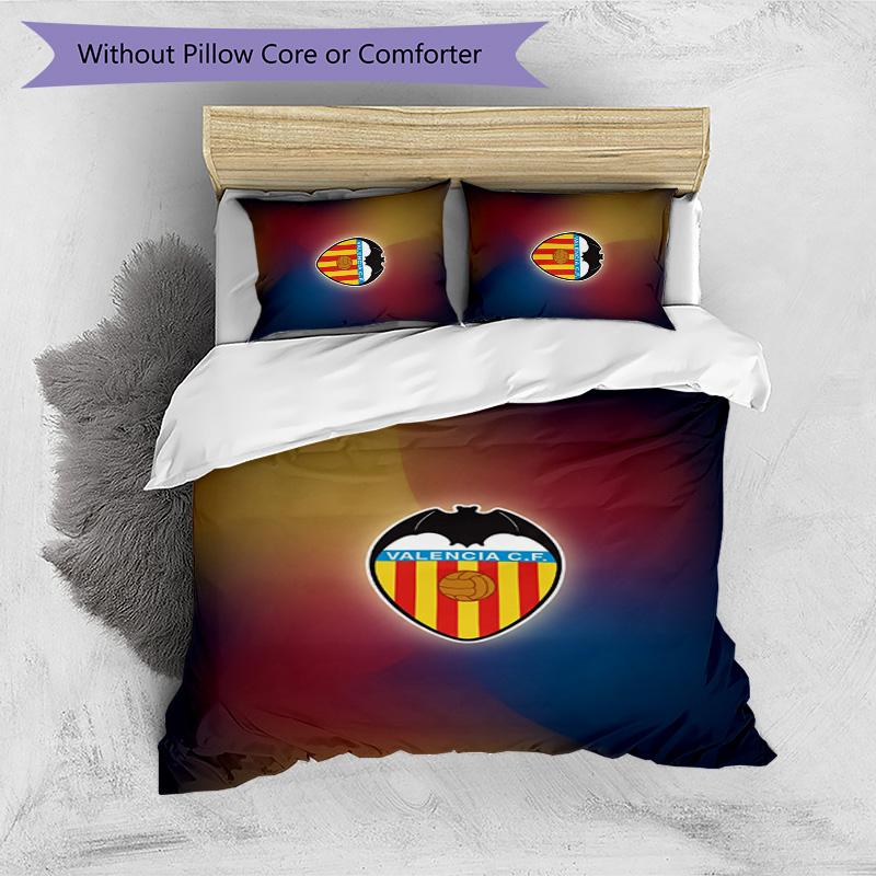 Valencia FC Printed 3PCS Bedding Set Breathable Duvet Cover with Pillowcases Decorative Bed Linen for Bedroom Home