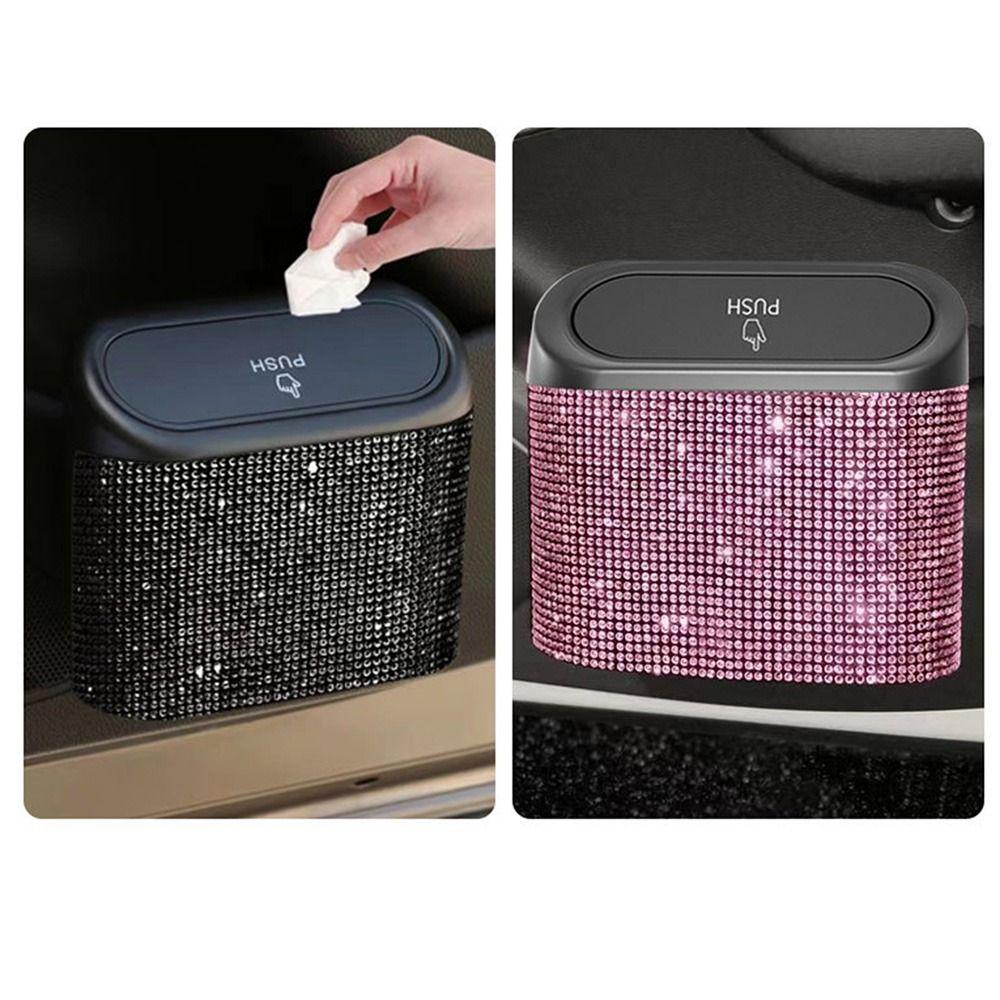 Bling Rhinestones Auto Unbrella Storage Box Removable Vehicle Hanging Dust Case  Seat Back