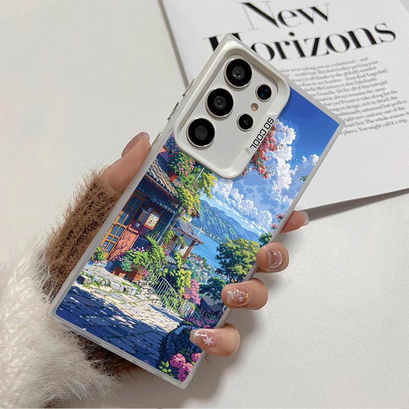 Эстетичный Аниме Пейзаж Мягкий Чехол для Телефона для Samsung Galaxy S24 S25 FE S26 Edge S23 Ultra S22 Plus S21 + Ударопрочный Чехол Задняя Панель Sh
