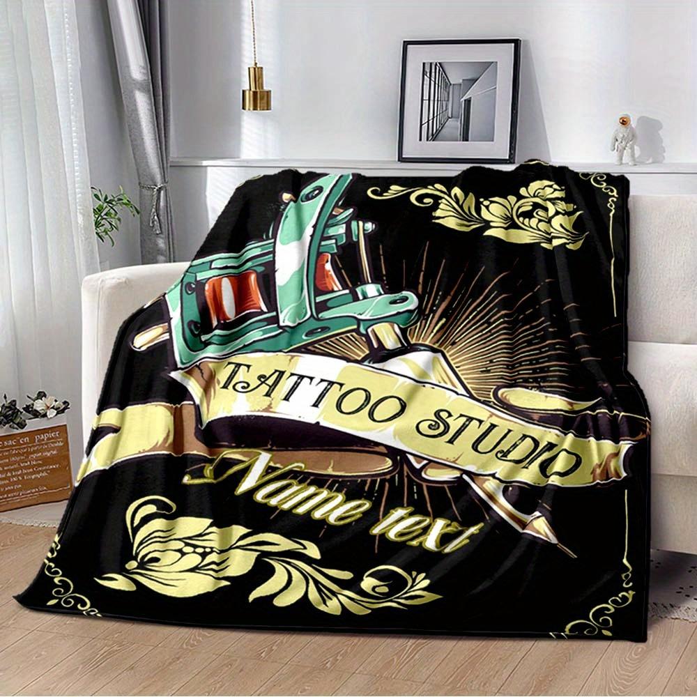Tattoo Studio Customized Your Name Blanket Warm Comfortable Soft Blanket For Chair Office Sofa Bed Sofa Office Camping Suitable For Gifting Relatives