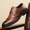 Кожаные туфли мужские настоящие кожаные ажурные дышащие броги деловые формальные повседневные британские туфли с острым носком