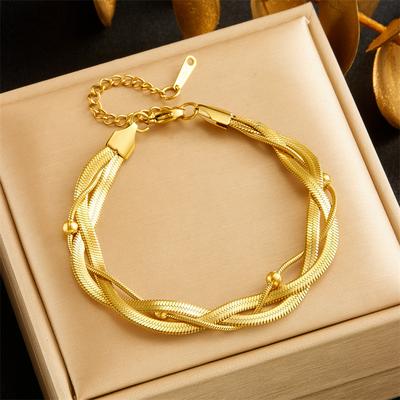 Позолоченный Многослойный Браслет «Елочка» Изящный Браслет-Твист для Женщин