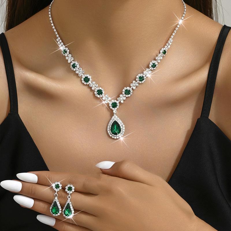 1 комплект ожерелья элегантные стразы роскошный декор для вечеринки модный праздничный подарок серьги комплекты ювелирных изделий