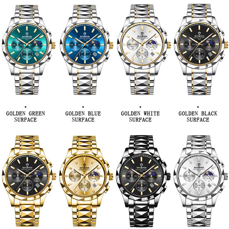 Luxury Quartz Men Watch Date Waterproof Chronograph Luminous Stainless Steel Wristwatch Fashion Business Man Watches