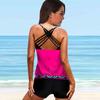 Women's Shoulder Strap Swimsuit Surrounding Patterns Print Bikini Tankini Swimsuit