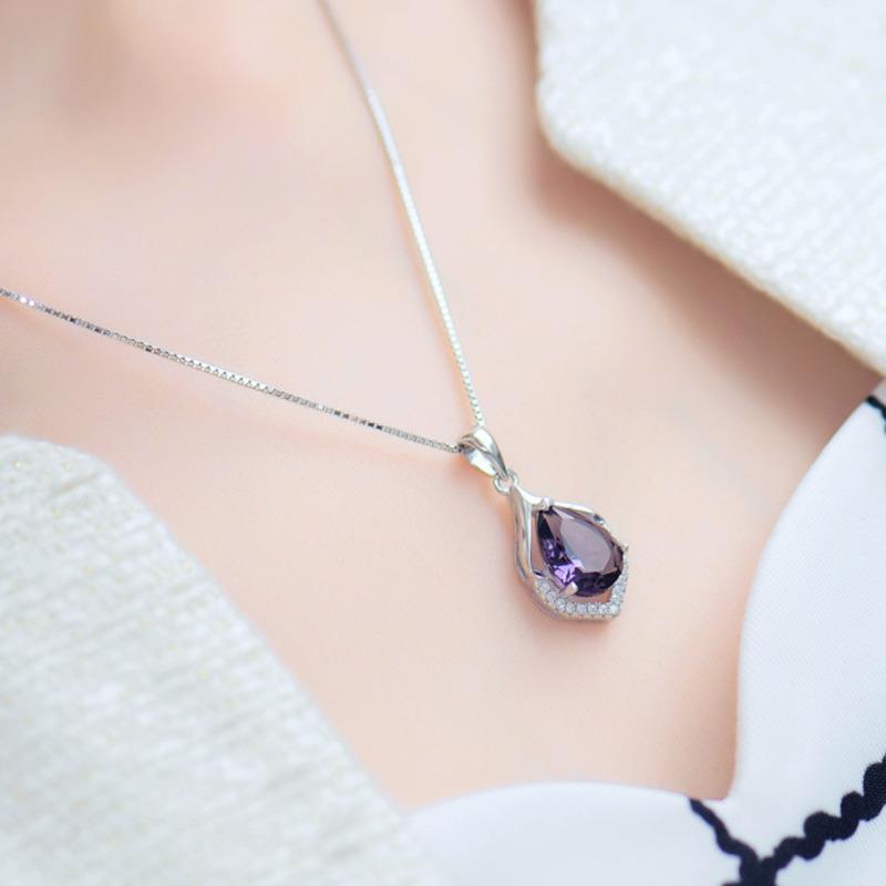 BELLA BOX Женское ожерелье нового дизайна, фиолетовое цирконие, уникальные аксессуары для вечеринки, необычный подарок для девушки, эффектные ювелирные изделия