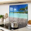 Decorative Glass Kitchen Chopping Board Tropical Beach 60x52 cm