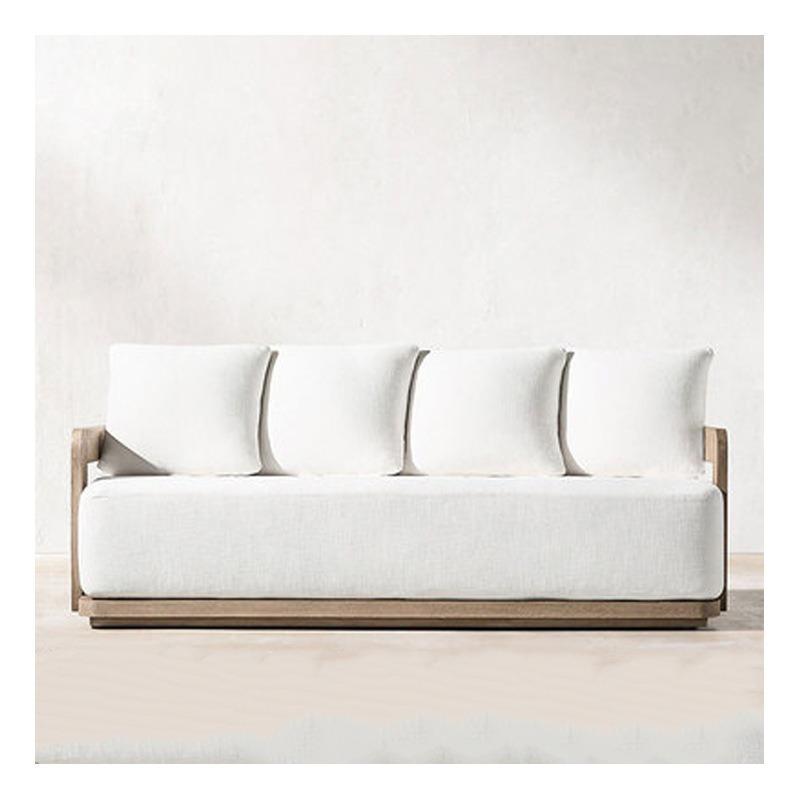 Nordic Garden Rattan Sofa Set: Weatherproof Teak Combo with Coffee Table for Outdoor Leisure
