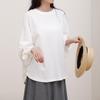 Korean Autumn Waffle Women's T-shirt Round Neck Solid Color Versatile Loose Long Sleeves