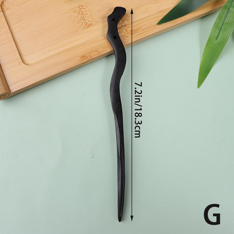 Традиционные деревянные черные палочки для волос в китайском стиле, заколки для волос, резная деревянная вилка для волос, винтажные палочки для еды, головные уборы для женщин, ювелирные изделия