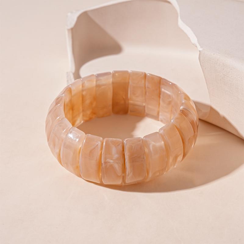 Vintage Acrylic Bamboo Beads Bracelet For Women Multi Color Stretchy Resin Girls Charm Couple Bangles Gift Men Jewelry