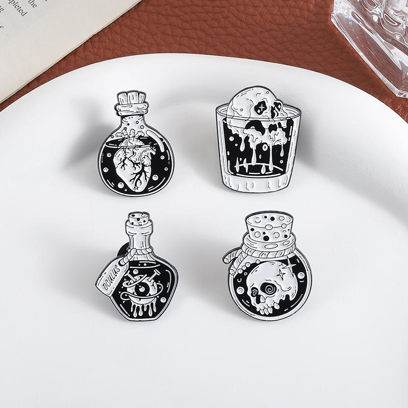 Halloween Skeleton Enamel Pins Custom Punk Potion Brooches Lapel Badges Clothes Gothic Jewelry Gift for Friends