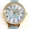 [Fieldwork] Women's Watch Snoopy Analog Leather Belt Watercolor Illustration Blue PNT033-3