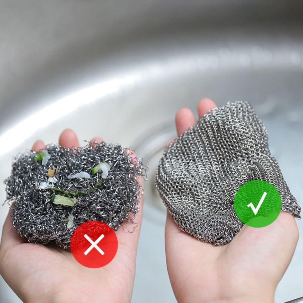 Rust-free Stainless Steel Dishcloth Square Steel Wool Kitchen Cleaning Tools Pot Brush Restaurant