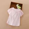 Летняя повседневная рубашка с коротким рукавом для девочек, топы для детей среднего и старшего возраста с квадратным вырезом в стиле колледжа