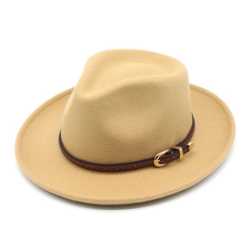 Шерстяной цилиндр Мужской и женский джазовый головной убор Шляпа с плоскими полями и большими полями Твидовая шерстяная шляпа