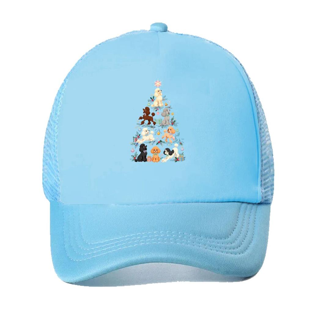 Festive Poodle Holiday Tree Parade Mesh Baseball Cap Hip Hop