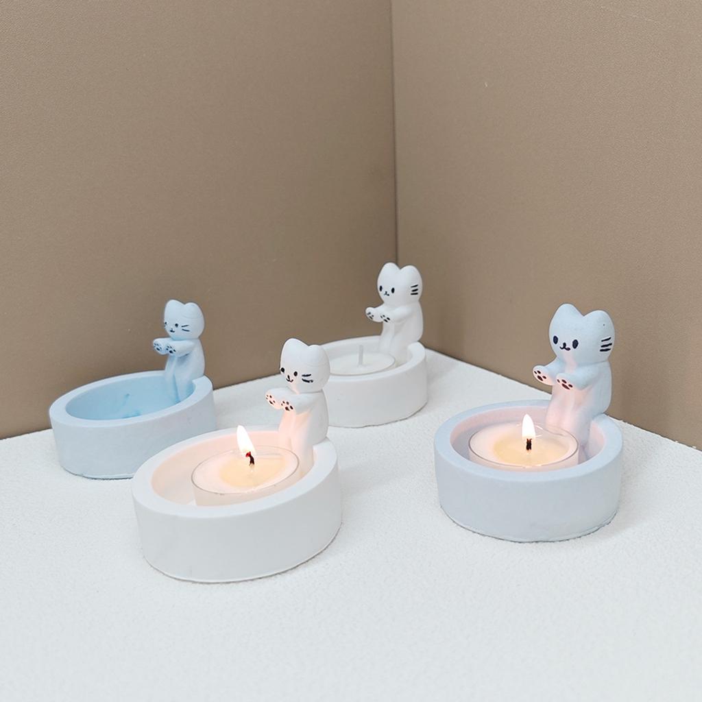 Силиконовые формы Животные Подсвечники Формы из смолы Милый кот Подсвечник Силиконовые формы Сделай сам Бетонные формы Форма для литья