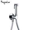 Chrome Toilet Bidet Sprayer Kit With 1.2 Rubber Hose Wall Mounted Hot and Cold Mixer Bidet Tap Restroom Handheld Spary Cleaner