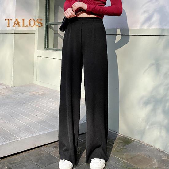 Женские повседневные брюки с эластичной кулиской и высокой талией, широкие длинные брюки, однотонные тонкие брюки для отдыха