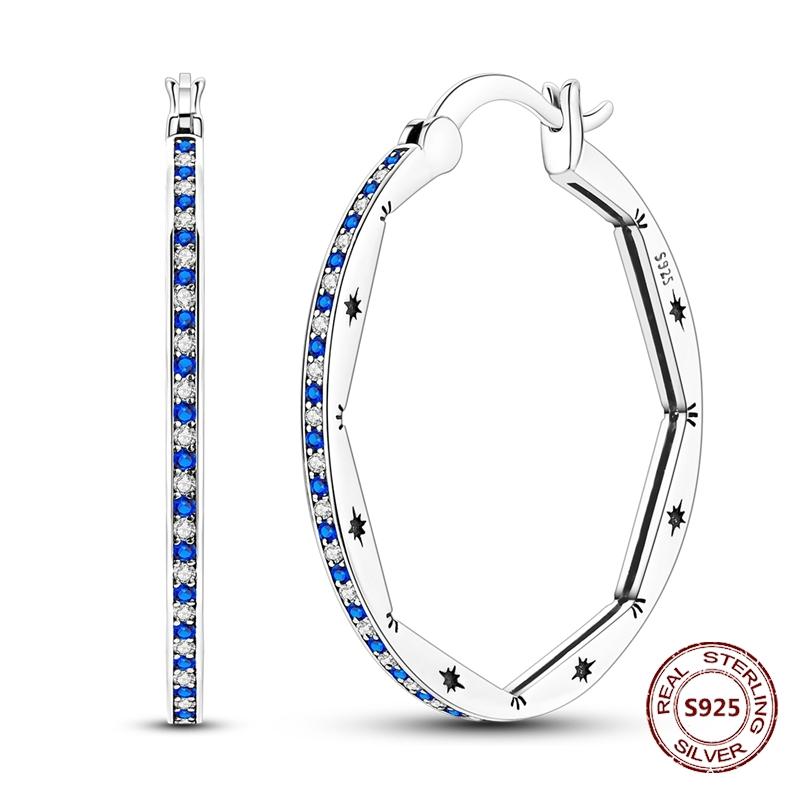 Серьги в виде совы из сияющего голубого циркония, серебряные серьги 925 пробы с дурным глазом для женщин, свадебные, помолвочные, планета, луна, звезда, циркониевые украшения