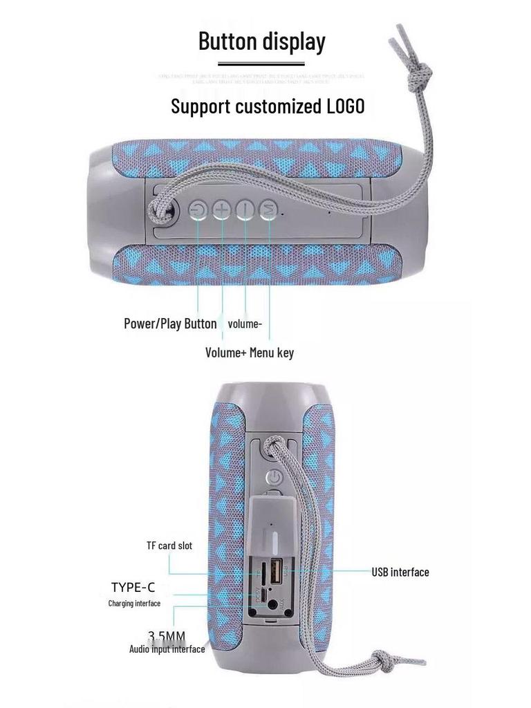 Портативная беспроводная Bluetooth-колонка TG117 с сабвуфером, слотом для карты и функцией прямой трансляции K-song для использования на открытом воздухе