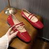 Fashion Double Belt Strap Mary Janes Woman Lolita Ballets Shoes Ladies Japanned Leather Flats Female Round Toe Brides Wedding Ballerinas