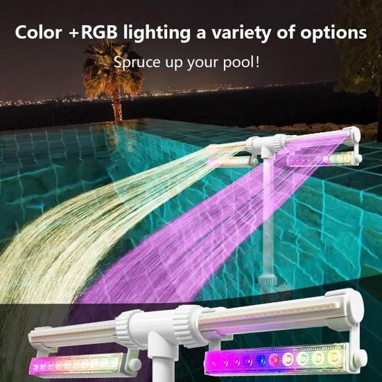 Pool Fountain with Lights Dual Arc Spray Jet Pool Fountain Color Changing Light-up Fountain with Remote Control for Above Ground In-ground Pools