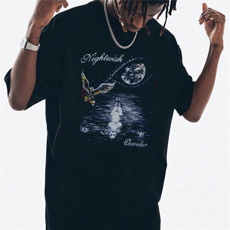 Digital Direct Injection Nightwish Rock Band Print LooseTee Cotton Heavyweight HipHop