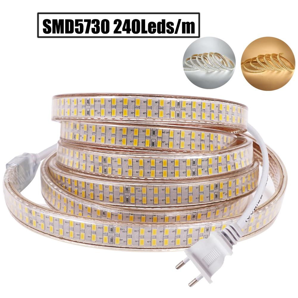 240 LEDs/M High Brightness LED Strip Light 220V Waterproof RGB Warm White SMD5730 Home Decoration Rope Light
