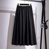 Ladies Summer Plus Size Midi Skirt For Women Large Loose A-line Black Ruffle Pleated Skirts