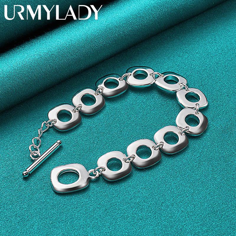 Браслет-цепочка из стерлингового серебра 925 пробы с круглым кольцом, модные ювелирные изделия