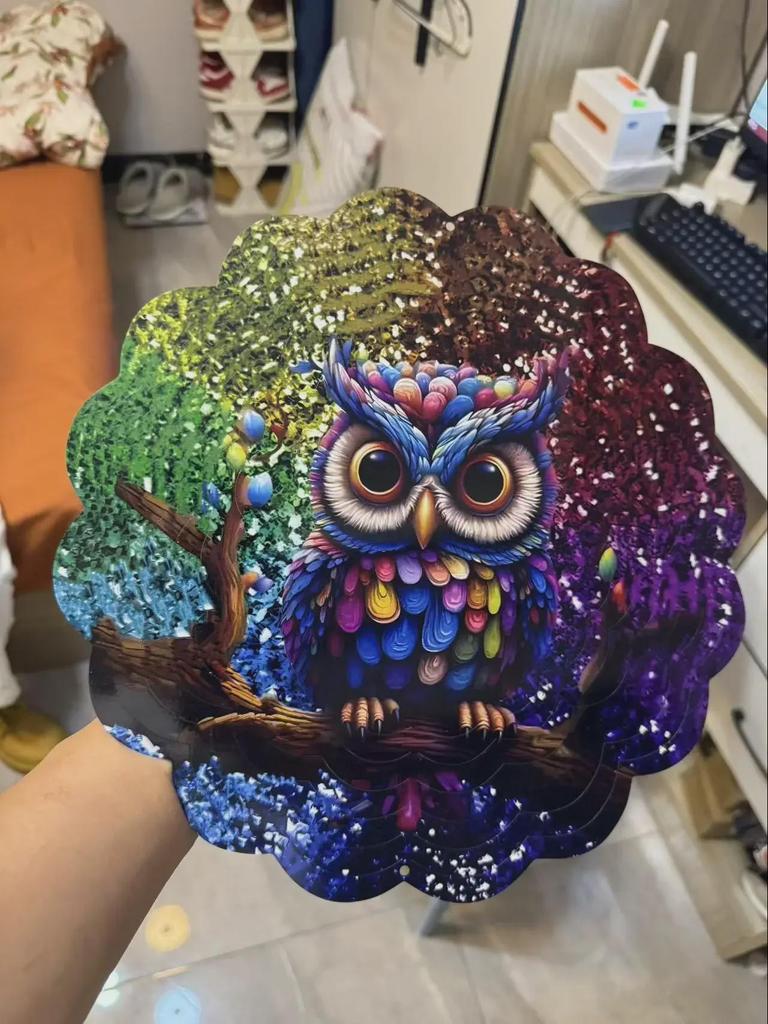 3D вращающаяся музыка ветра в виде совы: Подвеска из нержавеющей стали в виде ветряной мельницы