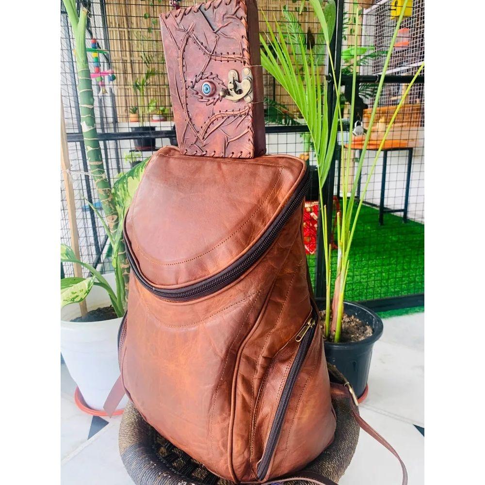 Большая распродажа козья кожа рюкзак сумка ноутбук рюкзак коричневый мужской [бесплатный журнал для глаз]