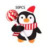 50/100pcs Christmas Lollipop Paper Cards Cartoon Santa Claus Penguin Snowman Kids Candy Gifts Package Wrapping New Year Party