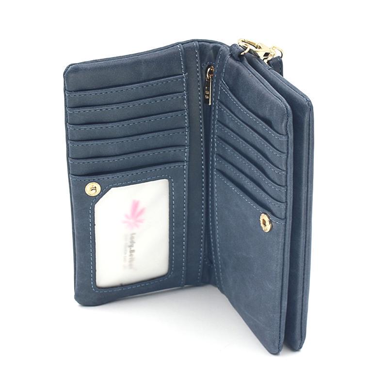 Yogodlns Vintage Frosted Leather Women Long Wallet Fashion Wristlet Clutch Purse Handbags