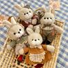 With Clothes Rabbit Plush Keychain Cute Fluffy Plush Rabbit Key Ring Bunny Keychain Car Key Chain